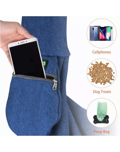 Navy Blue - JESPET Comfy Pet Sling for Small Dog Cat, Hand Free Sling Bag Breathable Soft Knit with Front Pocket, Travel Puppy Carrying Bag, Pet Pouch. Machine Washable - 28" L x 13" H