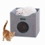 Smoke Gray - JESPET Foldable Cat Condo, Cat Cube House & Sleepping Bed with Lying Surface and 2 Reversible Cushions, Cat Hiding Place, Cat Cave, Linenette Fabric, Felt and Engineered Wood, Scratch Resista - 15.4" x15.4" x15"