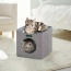 Smoke Gray - JESPET Foldable Cat Condo, Cat Cube House & Sleepping Bed with Lying Surface and 2 Reversible Cushions, Cat Hiding Place, Cat Cave, Linenette Fabric, Felt and Engineered Wood, Scratch Resista - 15.4" x15.4" x15"