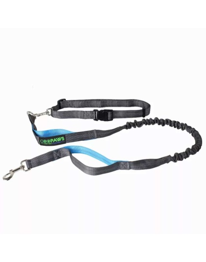 Blue - JESPET Hands Free Dog Leash for Running, Walking, Hiking Jogging for Medium & Large Dogs up to 150lbs, Durable Dual Handle Waist Leash with Reflective Bungee and Adjustable Waist - 1'' x 48''