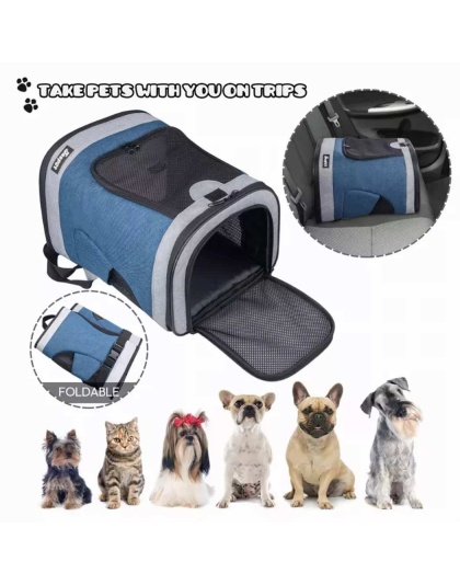 Blue Grey - JESPET Pet Backpack Carrier for Small Dog, Puppy, Soft Carrier Backpack Ideal for Traveling, Hiking, Walking and Outdoor Activities with Family - 13"x 12"x 17"