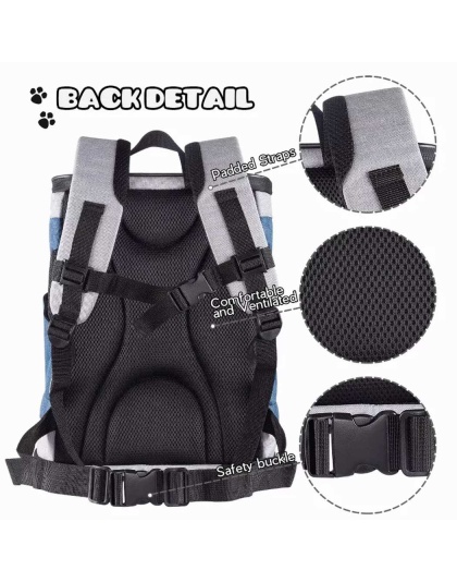 Blue Grey - JESPET Pet Backpack Carrier for Small Dog, Puppy, Soft Carrier Backpack Ideal for Traveling, Hiking, Walking and Outdoor Activities with Family - 13"x 12"x 17"