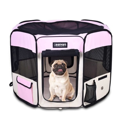 Pink - JESPET Pet Dog Playpens 36", 45" & 61" Portable Soft Dog Exercise Pen Kennel with Carry Bag for Puppy Cats Kittens Rabbits, Indoor/Outdoor Use - 36x36x24 Inch