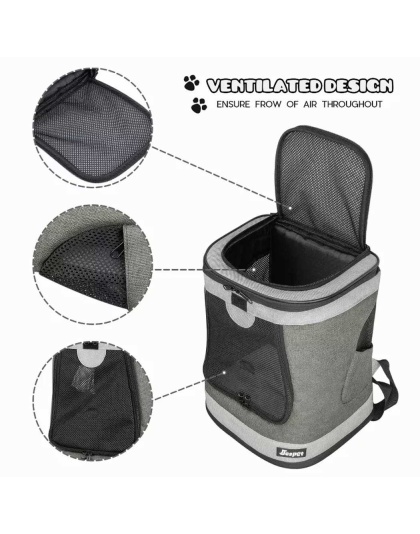 Smoke Grey - JESPET Pet Backpack Carrier for Small Dog, Puppy, Soft Carrier Backpack Ideal for Traveling, Hiking, Walking and Outdoor Activities with Family - 13"x 12"x 17"