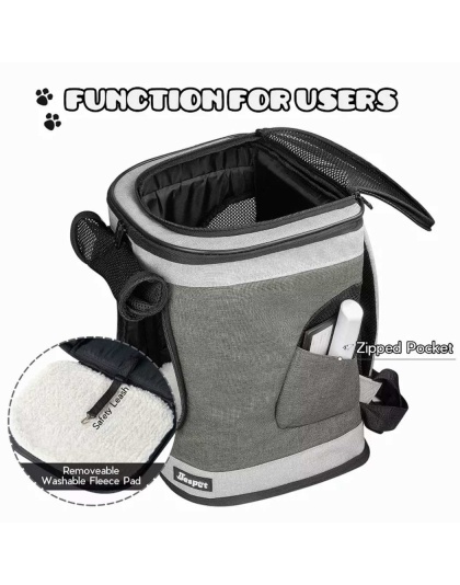 Smoke Grey - JESPET Pet Backpack Carrier for Small Dog, Puppy, Soft Carrier Backpack Ideal for Traveling, Hiking, Walking and Outdoor Activities with Family - 13"x 12"x 17"