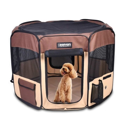 Coffee - JESPET Pet Dog Playpens 36", 45" & 61" Portable Soft Dog Exercise Pen Kennel with Carry Bag for Puppy Cats Kittens Rabbits, Indoor/Outdoor Use - 36x36x24 Inch