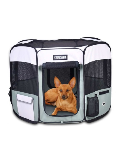 Shale Green - JESPET Pet Dog Playpens 36", 45" & 61" Portable Soft Dog Exercise Pen Kennel with Carry Bag for Puppy Cats Kittens Rabbits, Indoor/Outdoor Use - 36x36x24 Inch