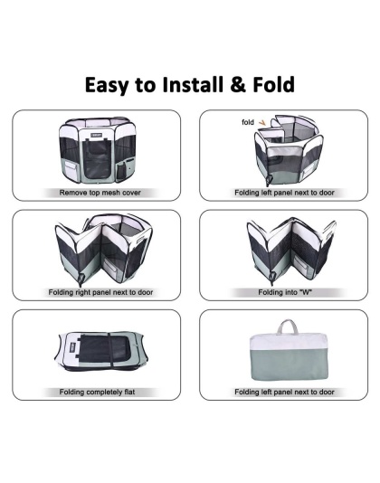 Shale Green - JESPET Pet Dog Playpens 36", 45" & 61" Portable Soft Dog Exercise Pen Kennel with Carry Bag for Puppy Cats Kittens Rabbits, Indoor/Outdoor Use - 36x36x24 Inch