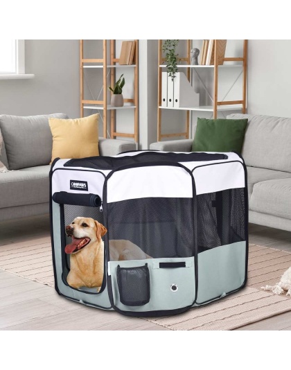 Shale Green - JESPET Pet Dog Playpens 36", 45" & 61" Portable Soft Dog Exercise Pen Kennel with Carry Bag for Puppy Cats Kittens Rabbits, Indoor/Outdoor Use - 36x36x24 Inch