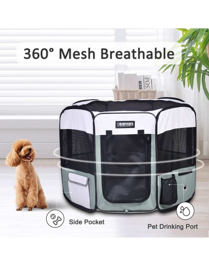 Shale Green - JESPET Pet Dog Playpens 36", 45" & 61" Portable Soft Dog Exercise Pen Kennel with Carry Bag for Puppy Cats Kittens Rabbits, Indoor/Outdoor Use - 45x45x24 Inch