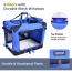 Blue - JESPET Soft Pet Crates Kennel, 3 Door Soft Sided Folding Travel Pet Carrier with Straps and Fleece Mat for Dogs, Cats, Rabbits, Indoor/Outdoor Use with Grey, Blue & Beige, Black - 36"L x 24"W x 27"H