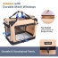 Beige - JESPET Soft Pet Crates Kennel, 3 Door Soft Sided Folding Travel Pet Carrier with Straps and Fleece Mat for Dogs, Cats, Rabbits, Indoor/Outdoor Use with Grey, Blue & Beige, Black - 30"L x 21"W x 23"H