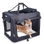 Black - JESPET Soft Pet Crates Kennel, 3 Door Soft Sided Folding Travel Pet Carrier with Straps and Fleece Mat for Dogs, Cats, Rabbits, Indoor/Outdoor Use with Grey, Blue & Beige, Black - 30"L x 21"W x 23"H