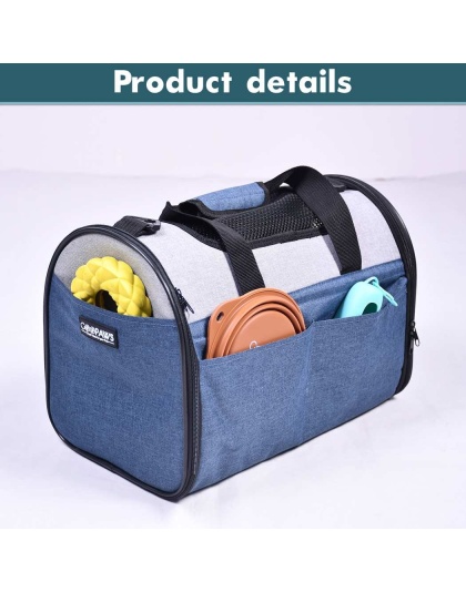 Blue Grey - JESPET Soft-Sided Kennel Pet Carrier for Small Dogs, Cats, Puppy, Airline Approved Cat Carriers Dog Carrier Collapsible, Travel Handbag & Car Seat - 16" x 10" x 11"