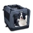 Grey - JESPET Soft Pet Crates Kennel, 3 Door Soft Sided Folding Travel Pet Carrier with Straps and Fleece Mat for Dogs, Cats, Rabbits, Indoor/Outdoor Use with Grey, Blue & Beige, Black - 26"L x 20"W x 20"H