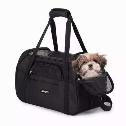 Black - JESPET Soft-Sided Kennel Pet Carrier for Small Dogs, Cats, Puppy, Airline Approved Cat Carriers Dog Carrier Collapsible, Travel Handbag & Car Seat - 19" x 10" x 13"