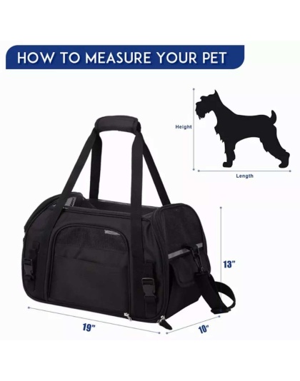 Black - JESPET Soft-Sided Kennel Pet Carrier for Small Dogs, Cats, Puppy, Airline Approved Cat Carriers Dog Carrier Collapsible, Travel Handbag & Car Seat - 19" x 10" x 13"
