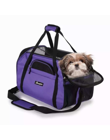 Purple - JESPET Soft-Sided Kennel Pet Carrier for Small Dogs, Cats, Puppy, Airline Approved Cat Carriers Dog Carrier Collapsible, Travel Handbag & Car Seat - 17" x 9" x 11.5"