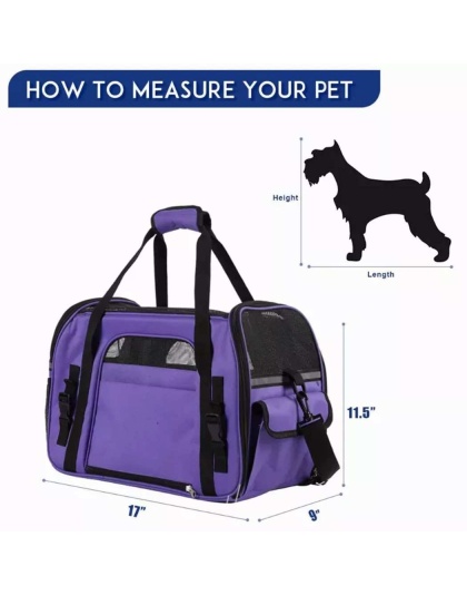 Purple - JESPET Soft-Sided Kennel Pet Carrier for Small Dogs, Cats, Puppy, Airline Approved Cat Carriers Dog Carrier Collapsible, Travel Handbag & Car Seat - 17" x 9" x 11.5"