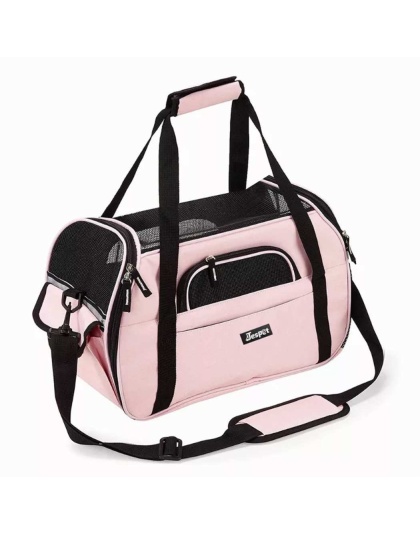 Pink - JESPET Soft-Sided Kennel Pet Carrier for Small Dogs, Cats, Puppy, Airline Approved Cat Carriers Dog Carrier Collapsible, Travel Handbag & Car Seat - 19" x 10" x 13"