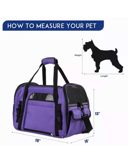 Purple - JESPET Soft-Sided Kennel Pet Carrier for Small Dogs, Cats, Puppy, Airline Approved Cat Carriers Dog Carrier Collapsible, Travel Handbag & Car Seat - 19" x 10" x 13"