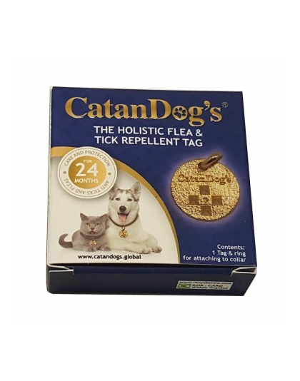 2 Yr. Chemical-Free Natural Flea & Tick Prevention Tag for Cats and Dogs - 1" diameter 0.1" thick