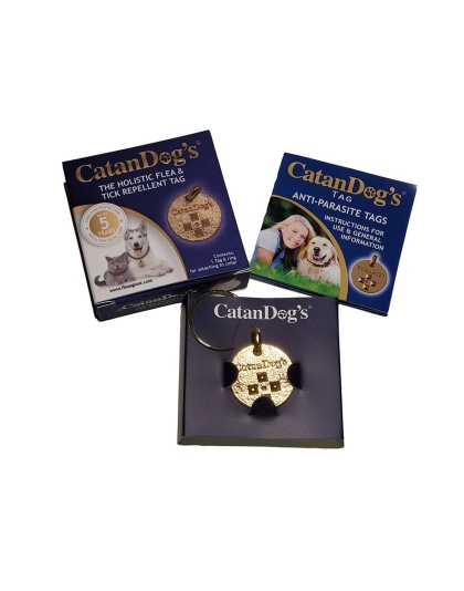 5 Yr. Chemical-Free Natural Flea & Tick Prevention Tag for Cats and Dogs - 1" diameter 0.1" thick