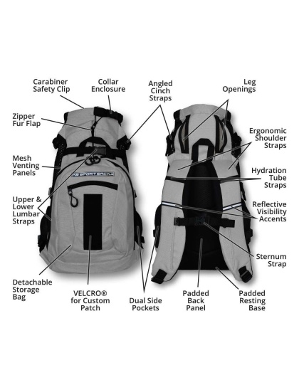 Light Gray - K9 Sport Sack PLUS 2 - Small (13"-17" from collar to tail)