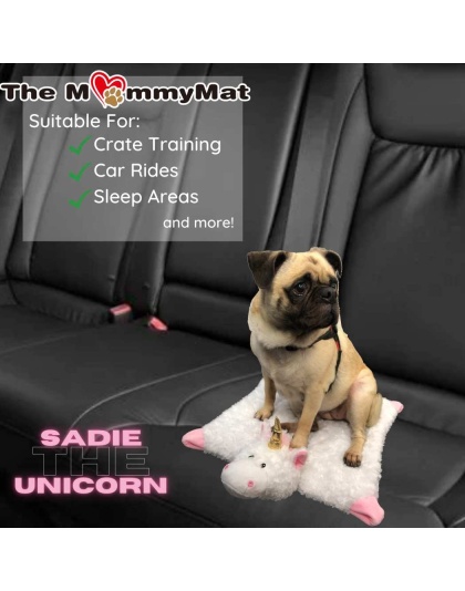 Sadie the Unicorn - The MommyMat - Heartbeat Anxiety Pet Bed Mat - 18 x 18 in