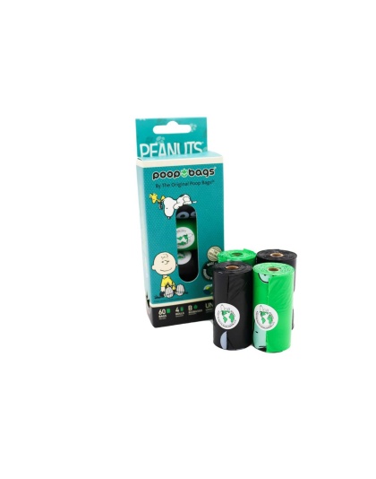 BLACK/GREEN - USDA Biobased Peanuts Leash Rolls (60 CT) - 60 Bags