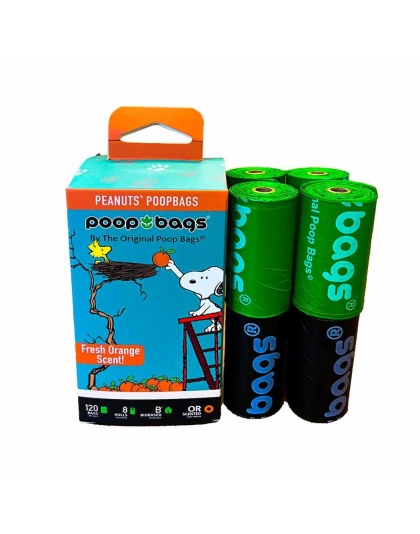 BLACK/GREEN - USDA Biobased Peanuts Orange Scented Leash Rolls - 120 Bags