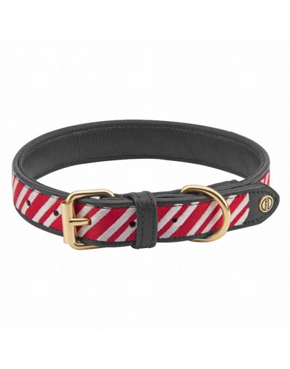Leather with Candy Cane Embroidery - Halo Dog Collar  - XL