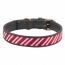 Leather with Candy Cane Embroidery - Halo Dog Collar  - XL
