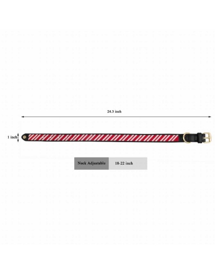 Leather with Candy Cane Embroidery - Halo Dog Collar  - XL