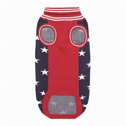 White/EC Red/EC Navy - Halo Super Star Dog Sweater - L