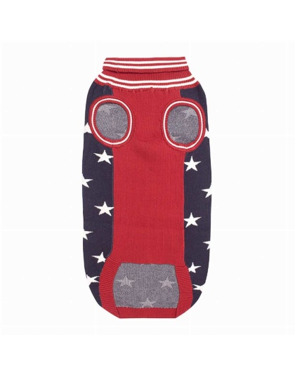 White/EC Red/EC Navy - Halo Super Star Dog Sweater - L