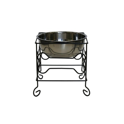 YML Wrought Iron Stand with Single Stainless Steel Feeder Bowl - Large