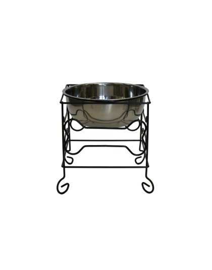 YML Wrought Iron Stand with Single Stainless Steel Feeder Bowl - Large