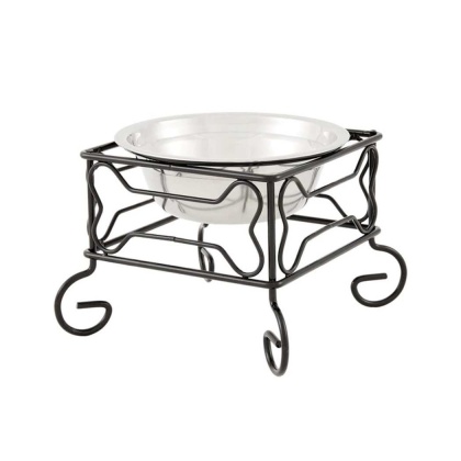 YML Wrought Iron Stand with Single Stainless Steel Feeder Bowl - Small