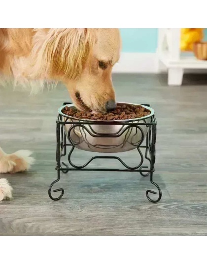 YML Wrought Iron Stand with Single Stainless Steel Feeder Bowl - Small
